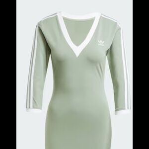 Adidas Green Bodycon V-Neck Raglan Dress
